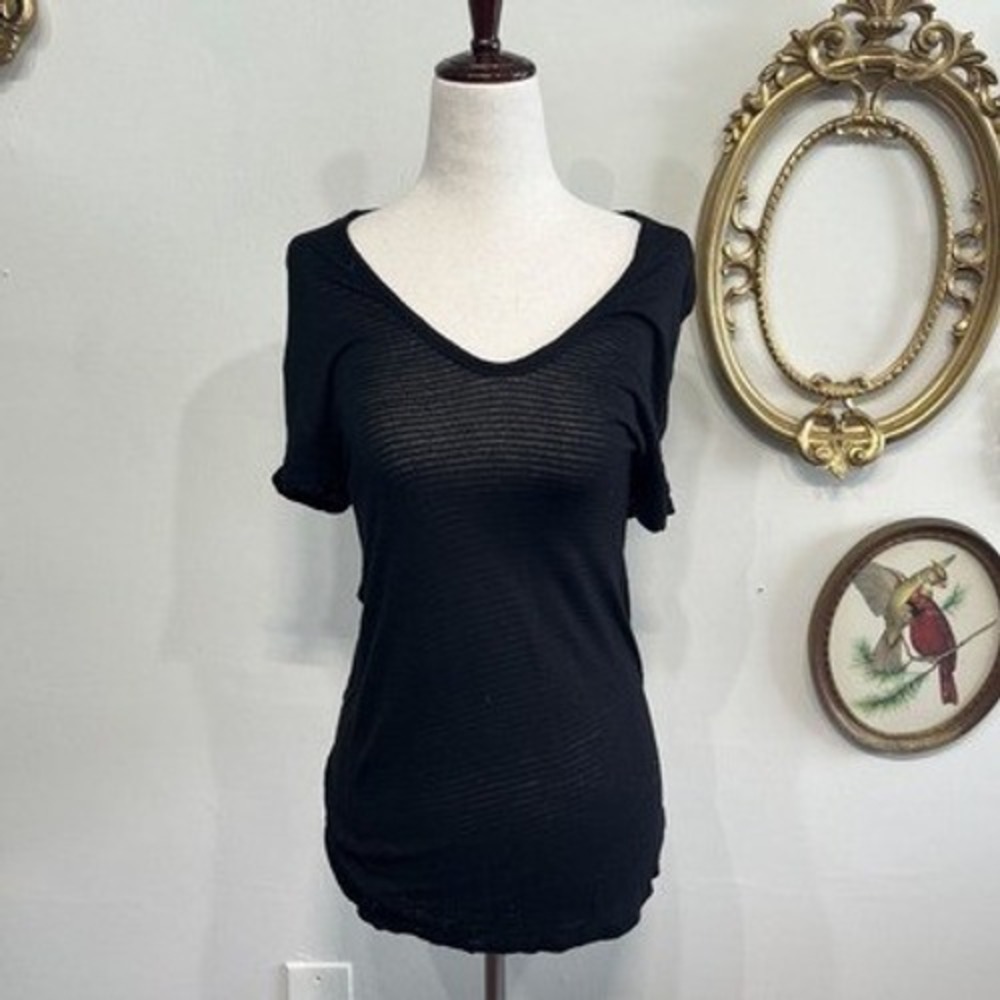 T by Alexander Wang Ribbed V-Neck Tee Essential Designer Basic Size XS